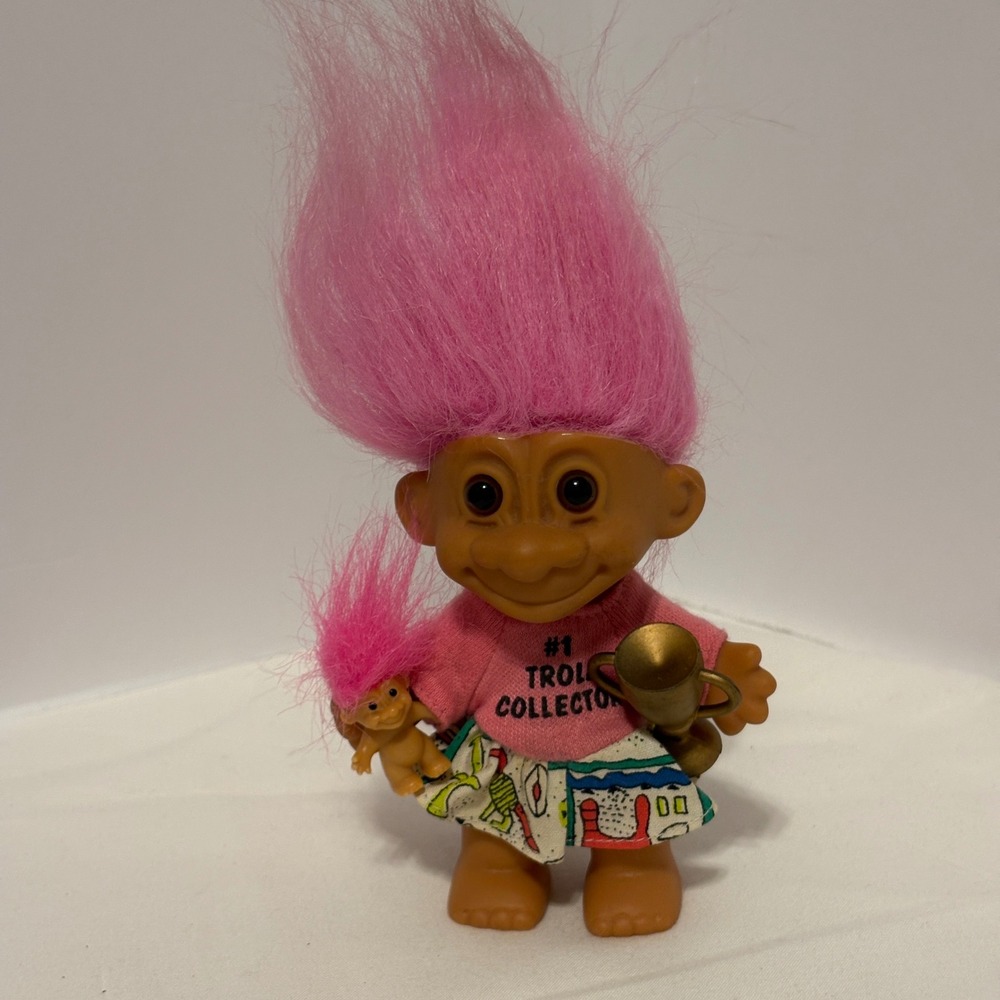 Russ Berrie Troll Doll Pink Hair 1 Troll Collector Trophy Vintage 90s Toy